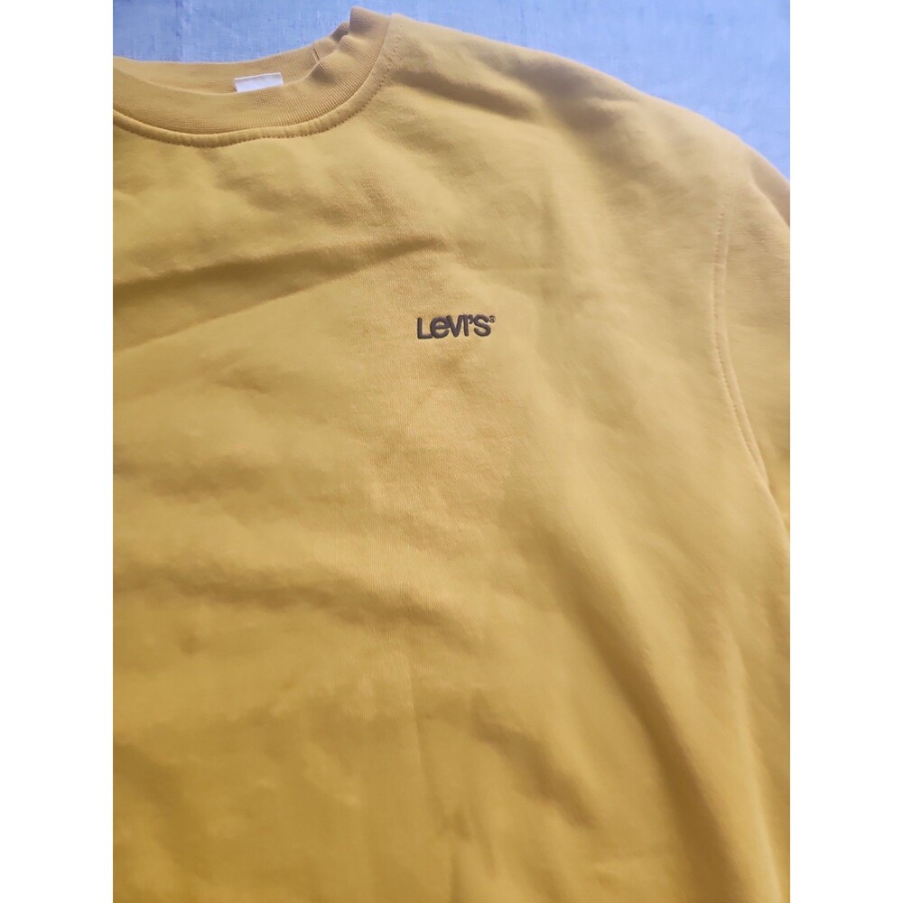 Levi's Men's XXL Yellow Crew Neck Fleece Relaxed Fit Logo Pullover Sweatshirt - Picture 3 of 11